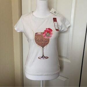 GUESS Embellished Graphic White T-Shirt NWT  Size Small